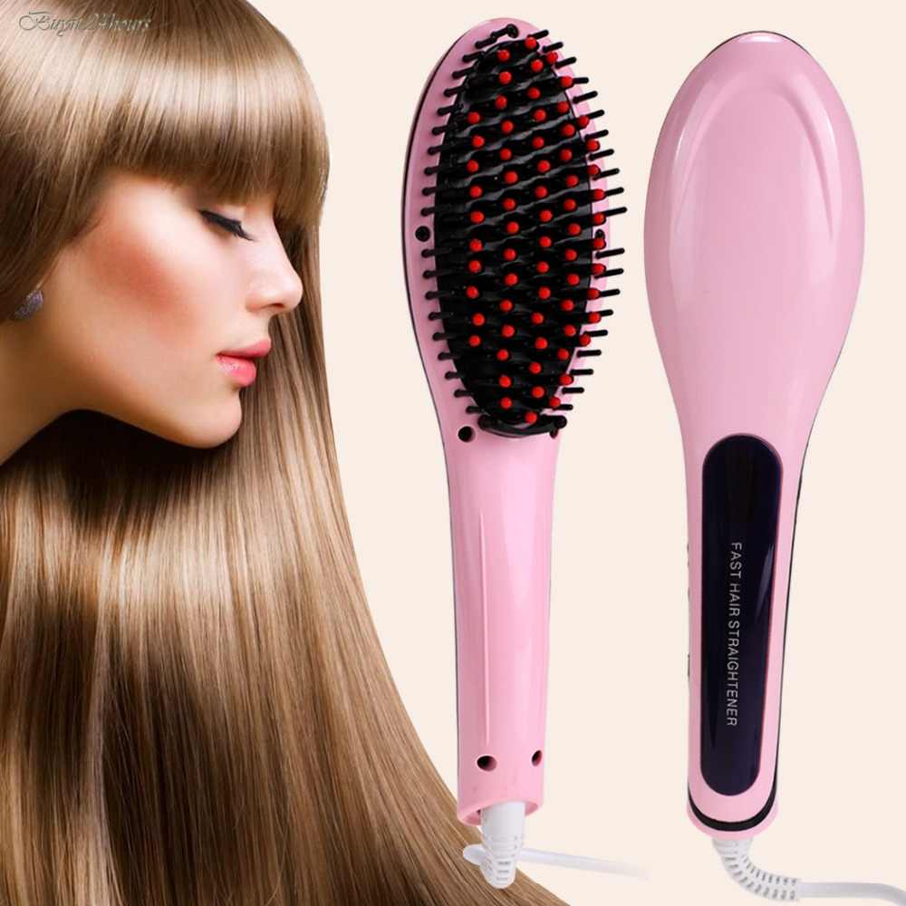 Pro-Fast-Hair-Straightener-Electric-Straightening-Comb-Hot-Brush-LCD-Massager-WZ